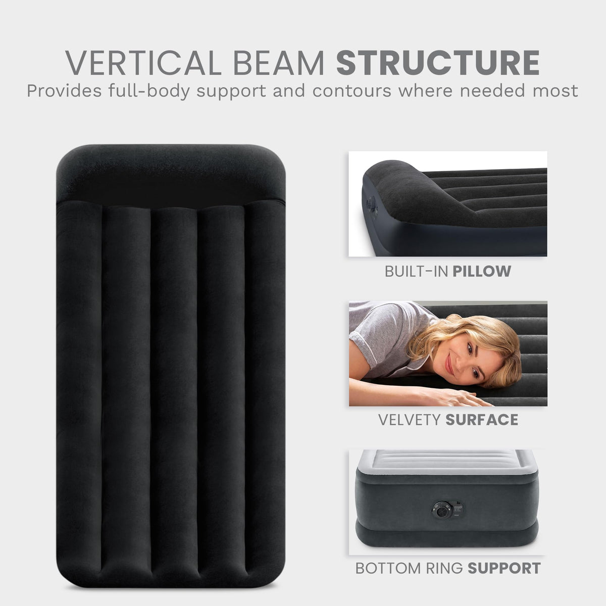 INTEX 64121ED Dura-Beam Plus Pillow Rest Air Mattress with Pump, Twin