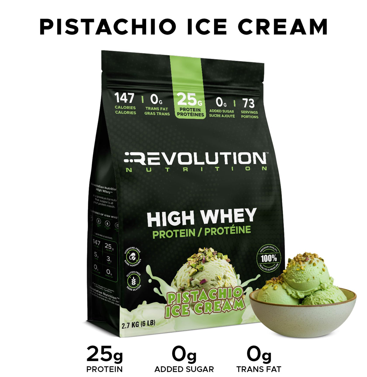 Revolution Nutrition High Whey Protein, Pistachio Ice Cream, 2.7 kg