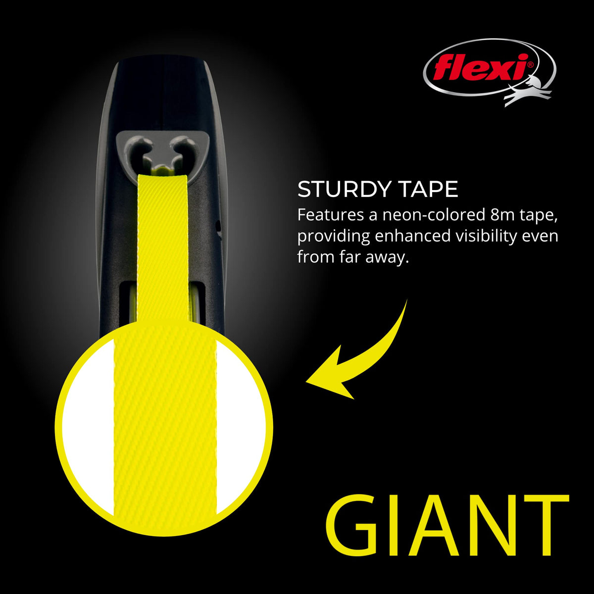 FLEXI Giant Tape Retractable Dog Leash, Large, 26 ft, Black