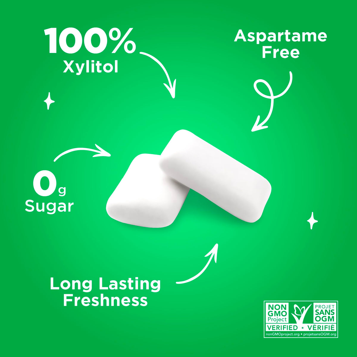 PUR Xylitol Spearmint Chewing Gum, 55 Pieces, Pack of 6