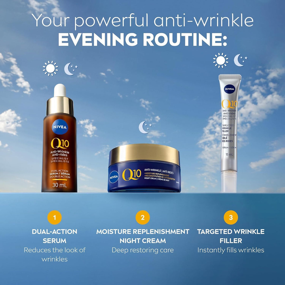 NIVEA Q10 Anti-Wrinkle Moisture Replenishment Night Cream, 50mL