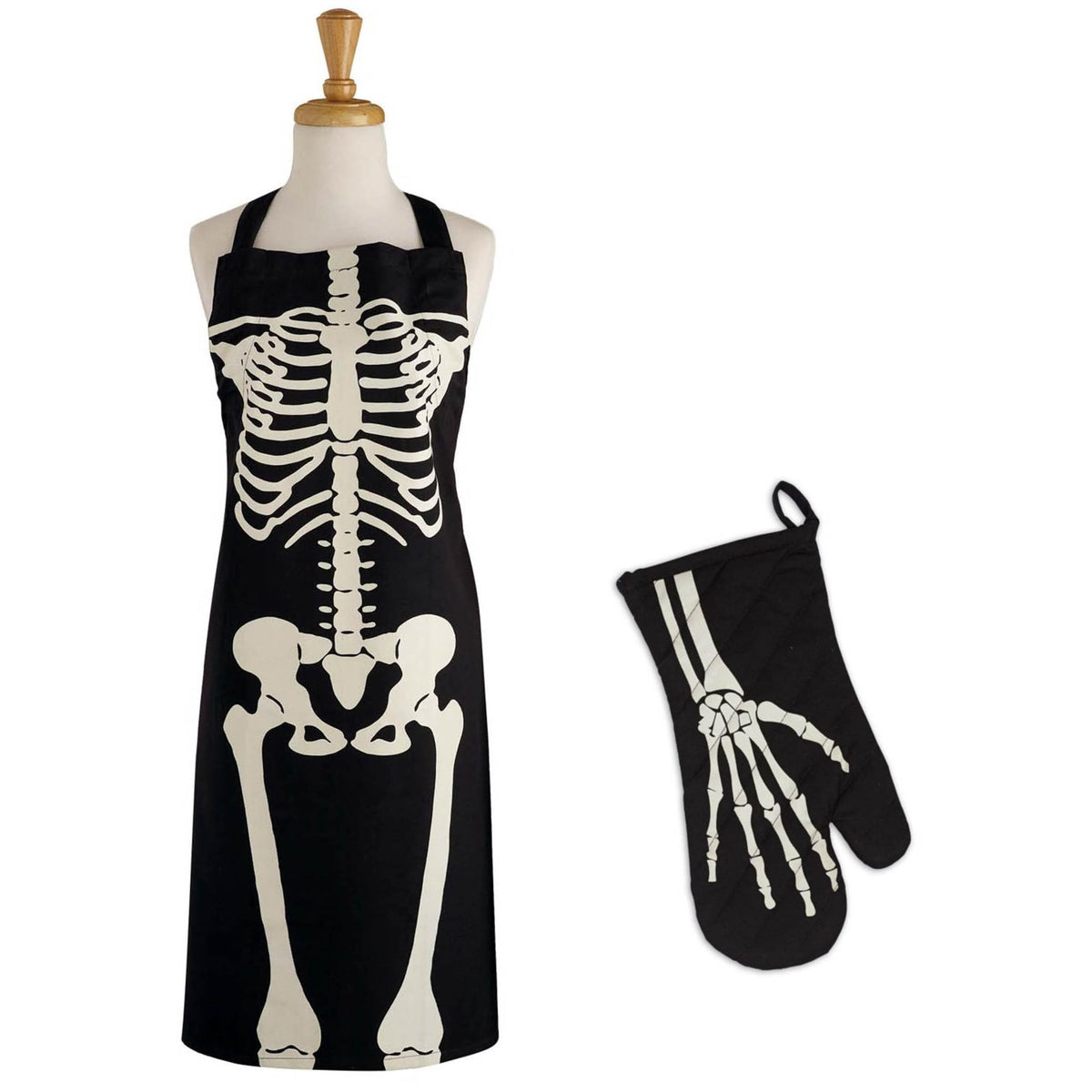DII Halloween Apron and Oven Mitt Set, Skeleton, 2 Piece