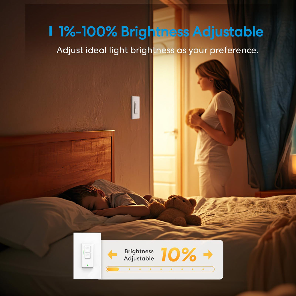 meross Smart Dimmer Switch, Single Pole, 2.4 GHz Wi-Fi, 2 Pack