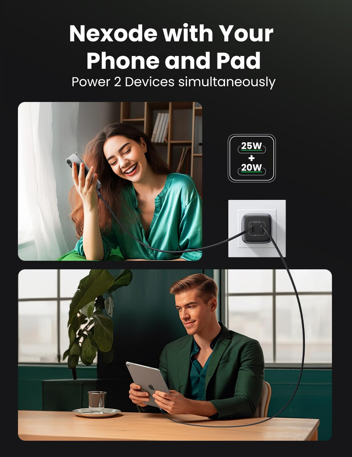 UGREEN Nexode 45W USB C Charger, GaN PPS, Dual Port