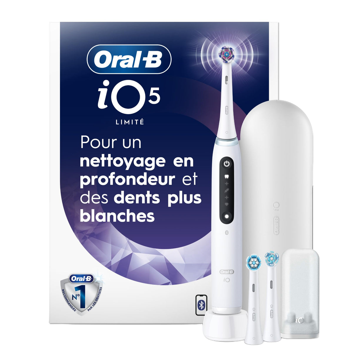 Oral-B iO Series 5 Limited Electric Toothbrush, 3 Brush Heads, White