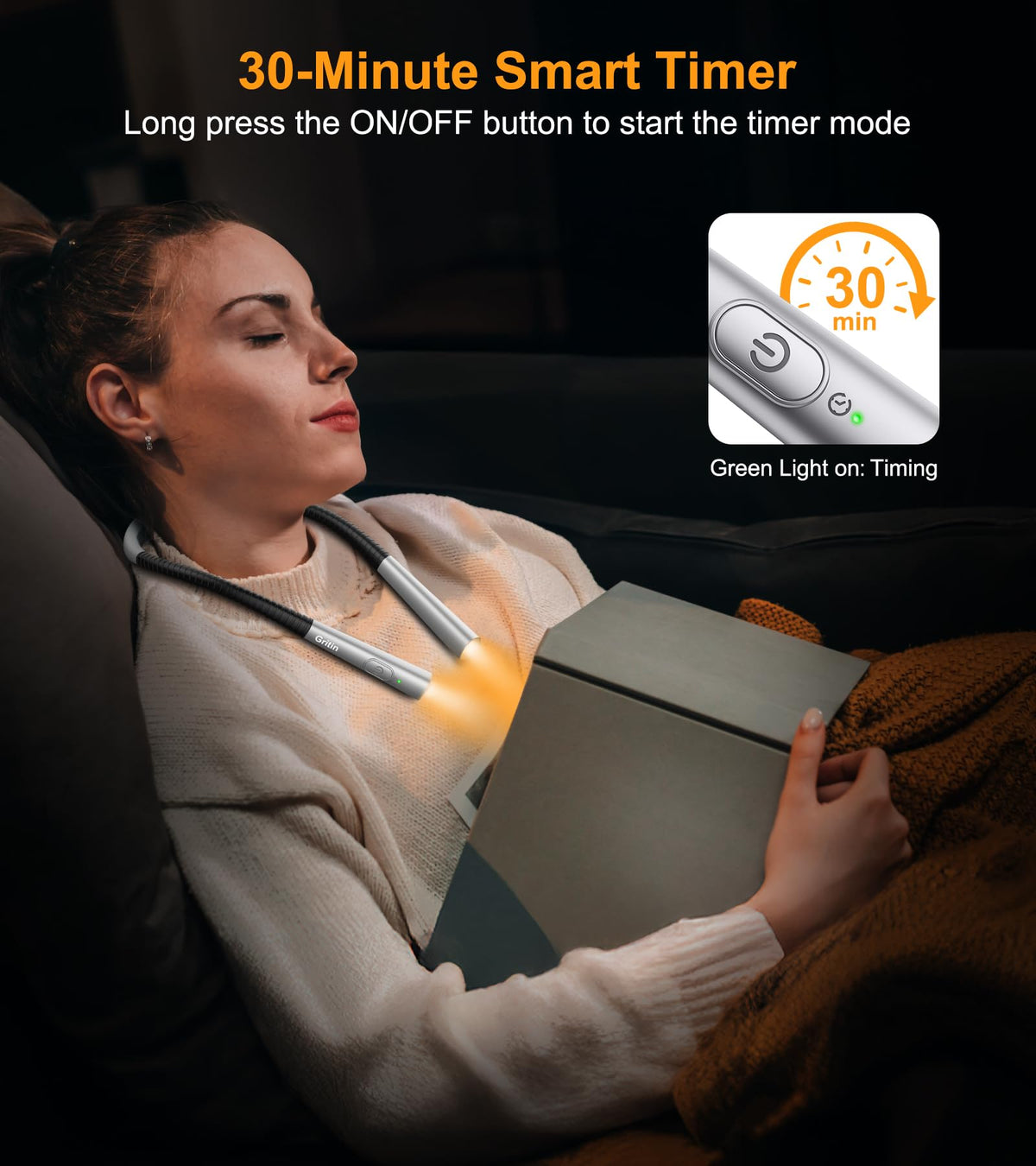Gritin Rechargeable Neck Reading Light, 4 Colours