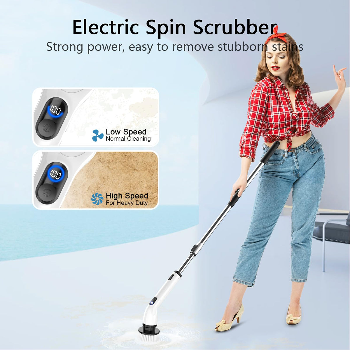 Tuyu Electric Spin Scrubber, IPX7 Waterproof, Cordless, Extendable