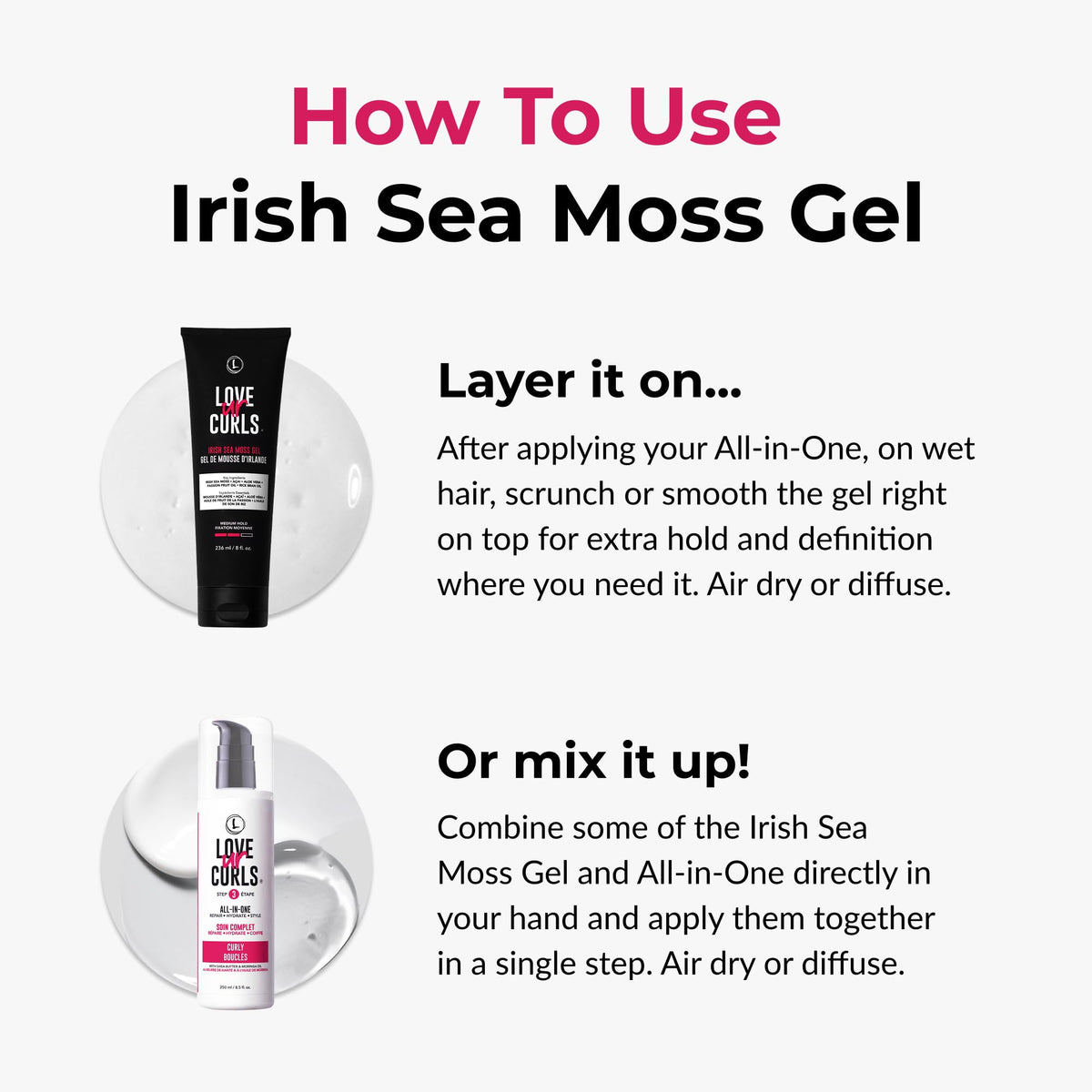 Love Ur Curls Irish Sea Moss Hair Gel, Medium Hold, 236mL