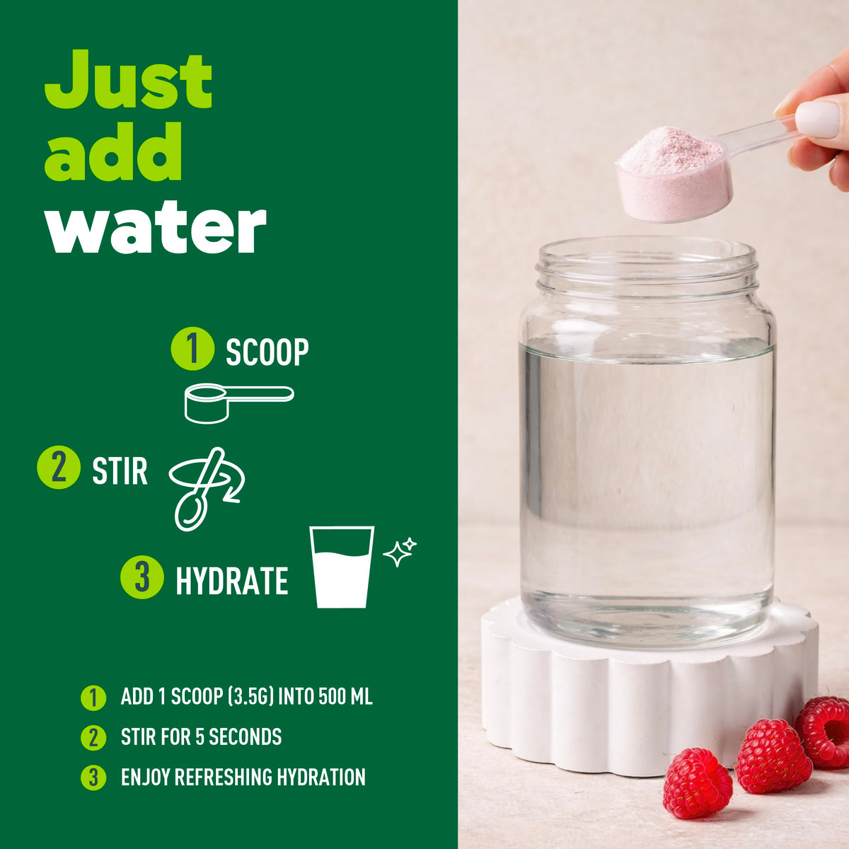 Organika Electrolytes Powder, Wild Raspberry, 210 g