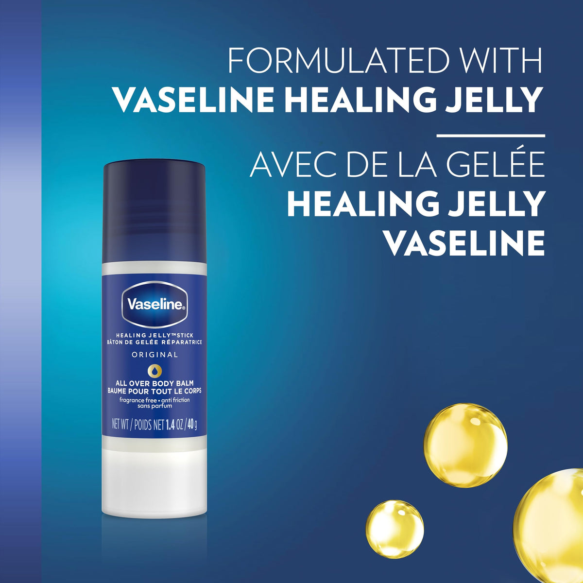 Vaseline All Over Jelly Balm Stick, Unscented, 40 g, Pack of 3