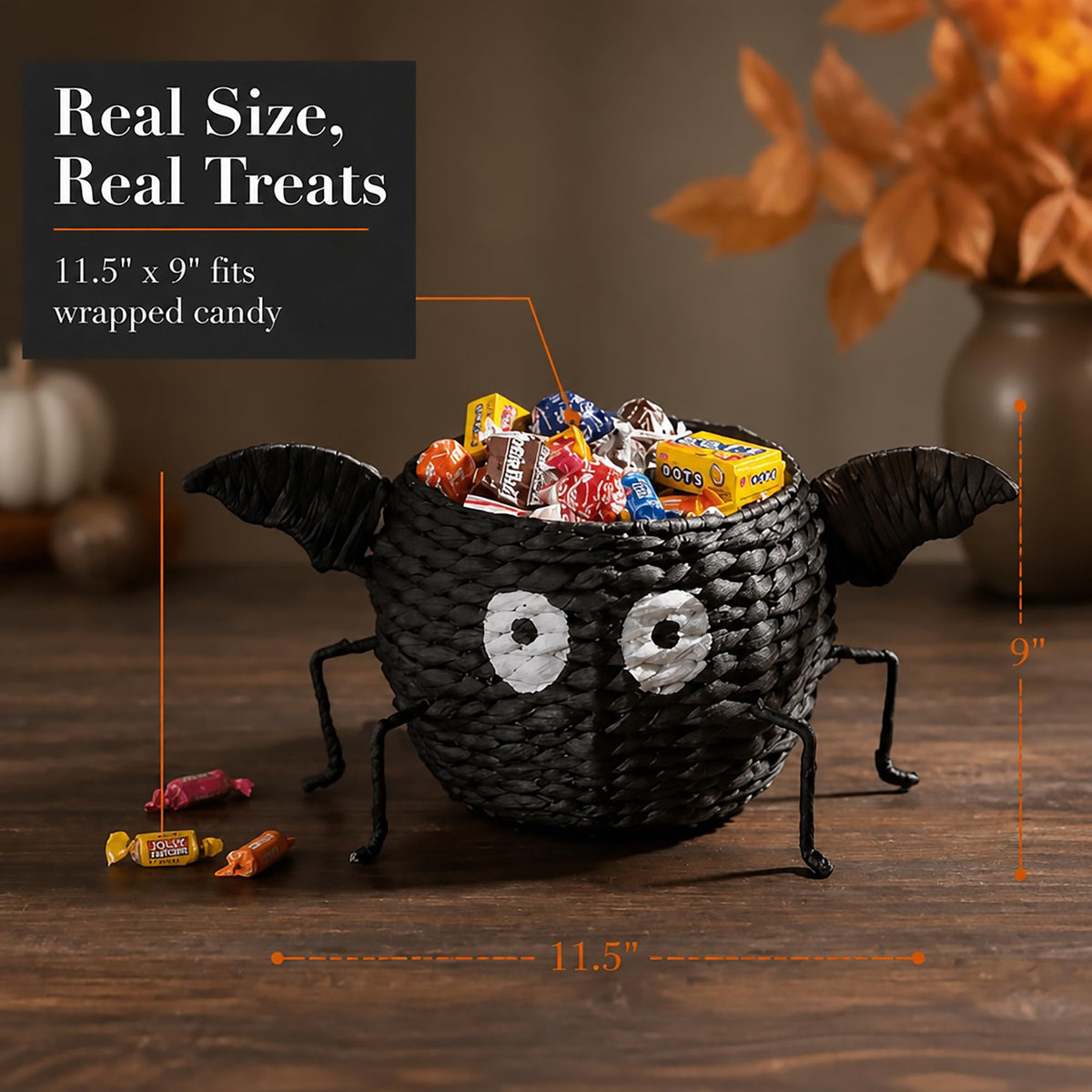 Mud Pie Halloween Bat Candy Bowl, Footed
