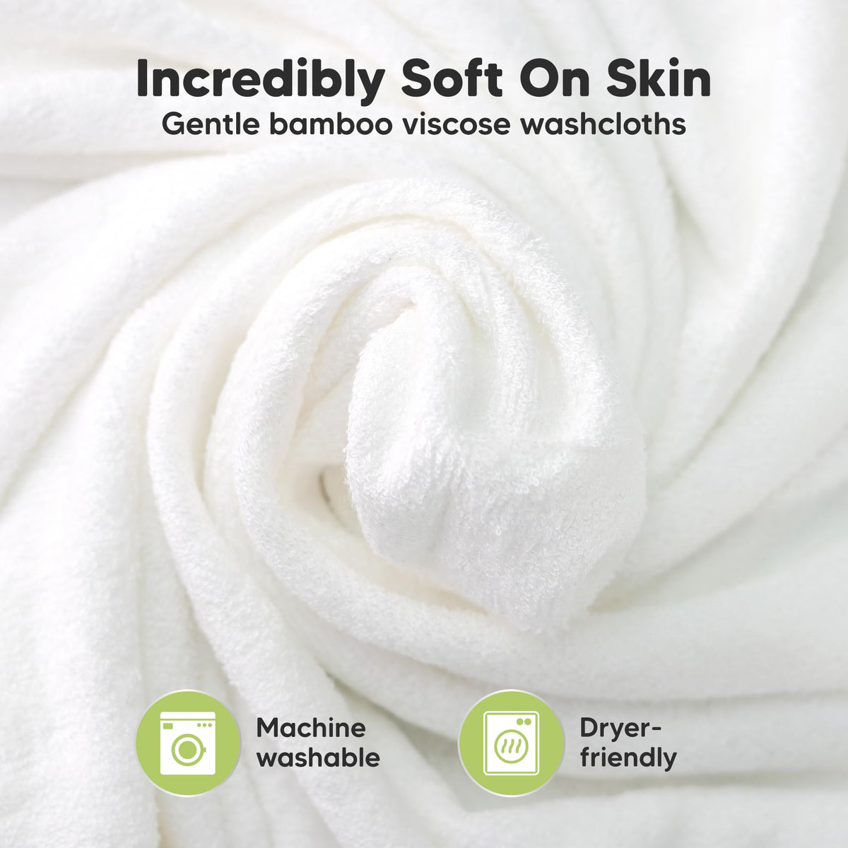 KeaBabies Bamboo Viscose Baby Washcloths, 10 x 10 in, White, 6-Pack