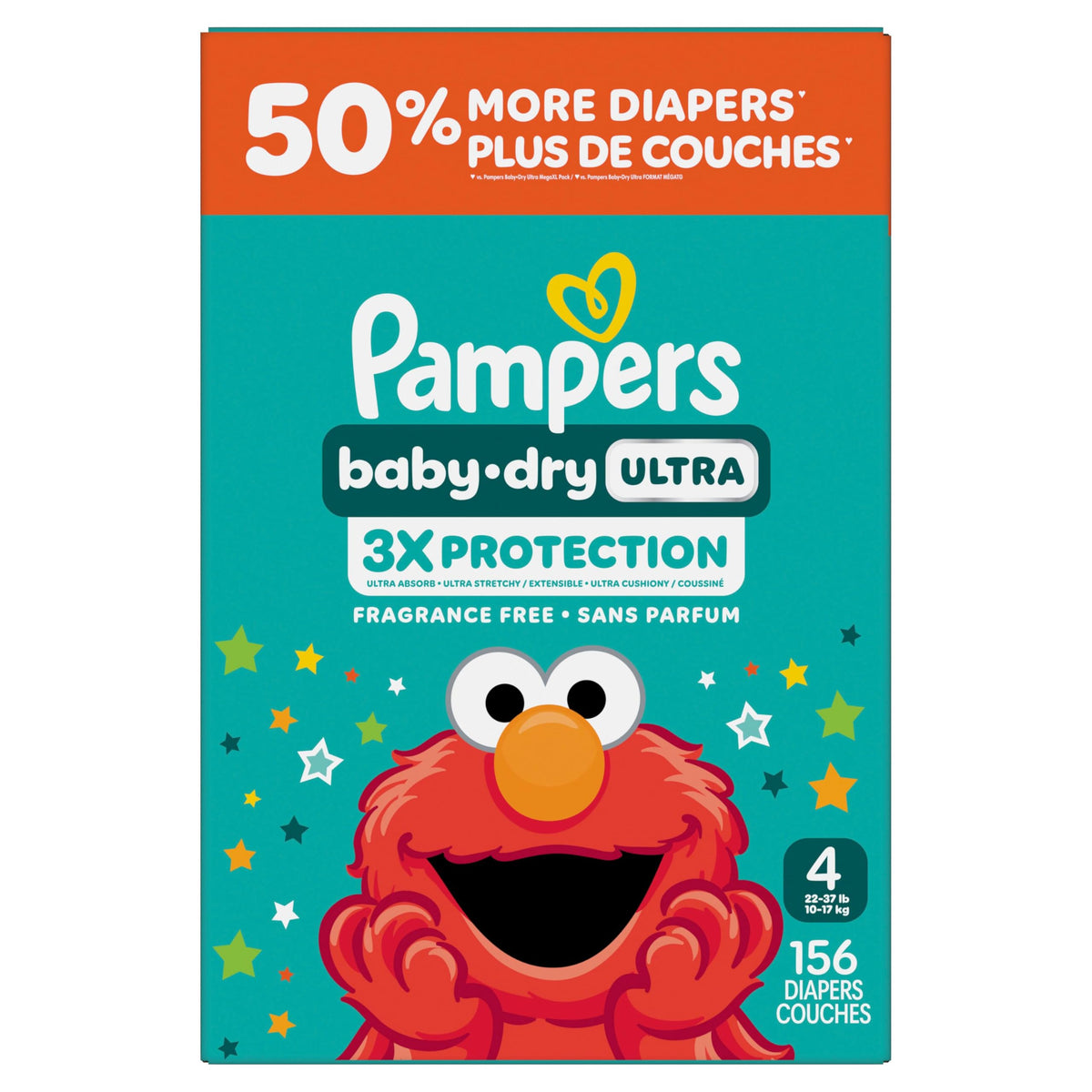 Pampers Baby Dry Ultra Diapers, Size 4 (22-37 lbs), 156 Count
