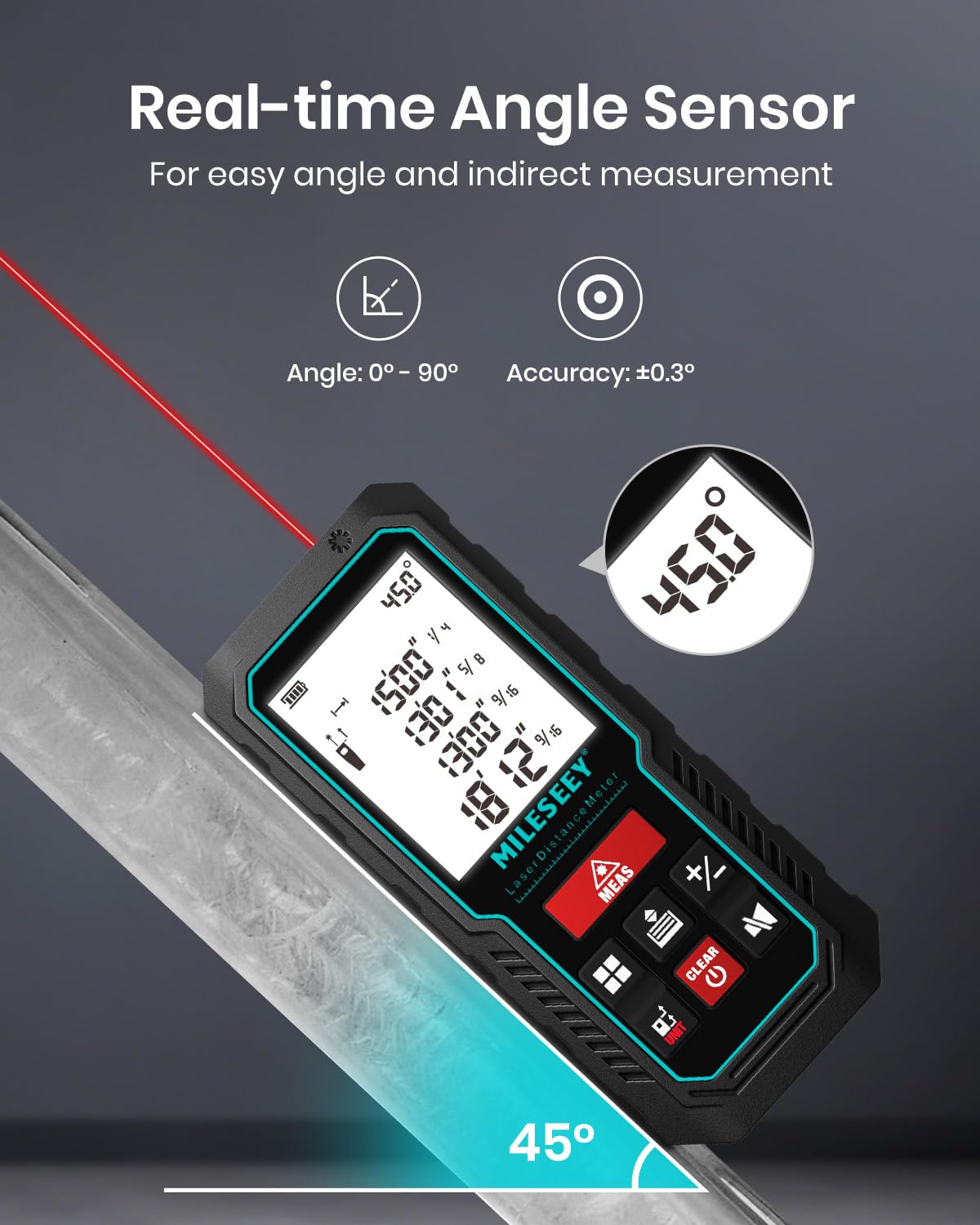 Mileseey Digital Laser Measure, 229 ft