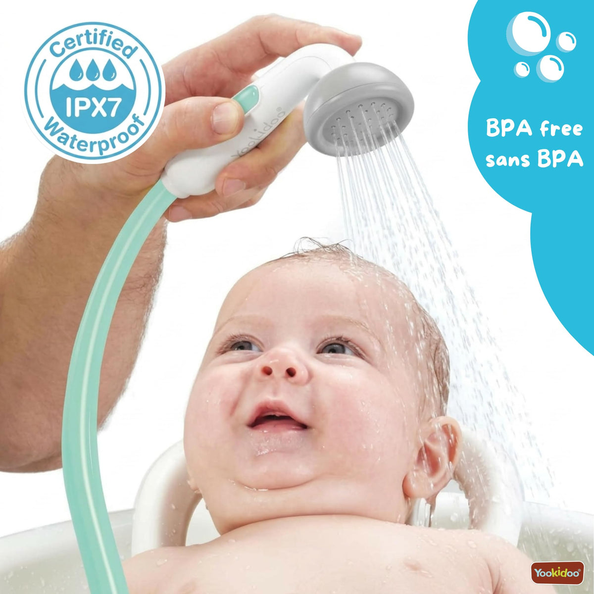 Yookidoo Elephant Baby Bath Shower Head, Teal (40212)