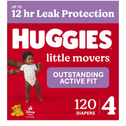 Huggies Little Movers Baby Diapers, Size 4, 120ct, Mega Colossal Pack