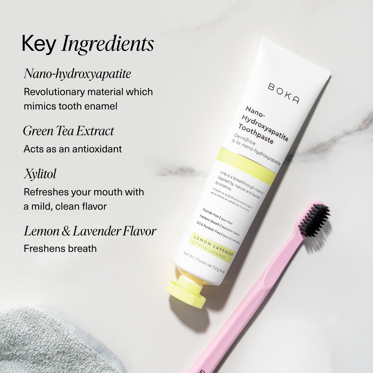 Boka Nano-Hydroxyapatite Toothpaste, Lemon Lavender, 113 g