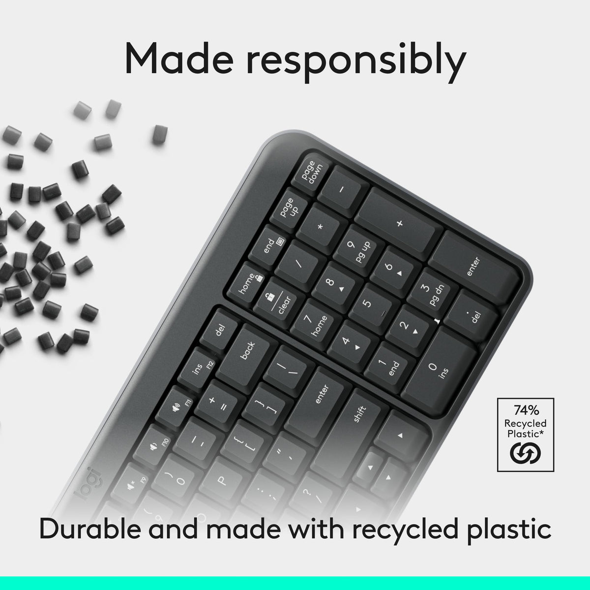 Logitech K250 Bluetooth Keyboard with Numpad, Graphite