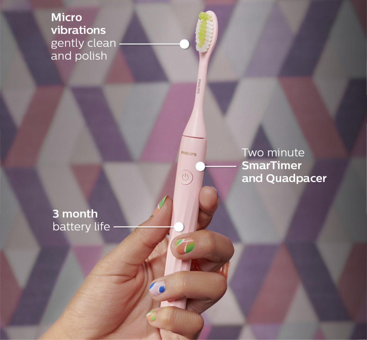 Philips One by Sonicare Battery Toothbrush, Pink, HY1100/06