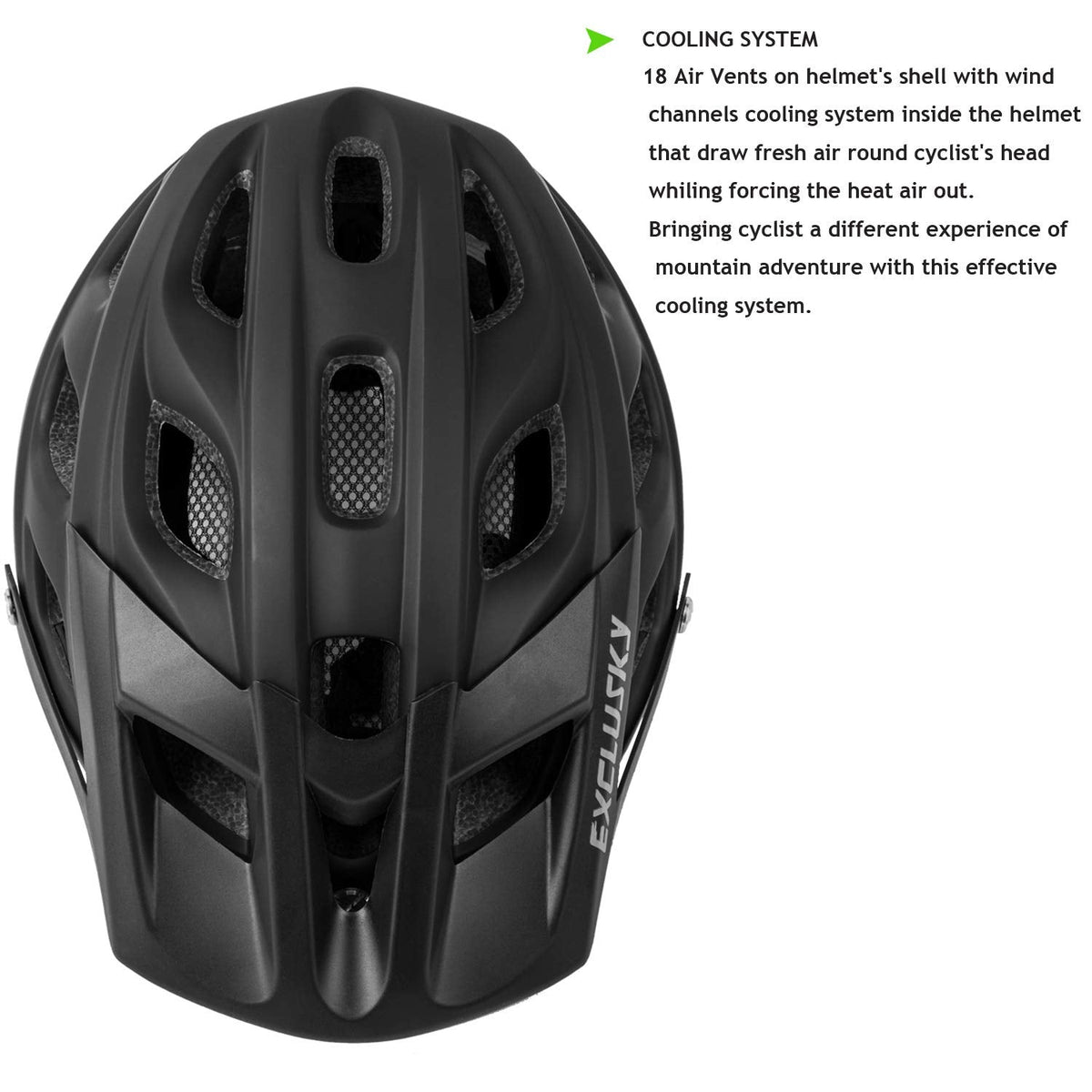 Exclusky Adjustable Mountain Bike Helmet, 56-61 cm