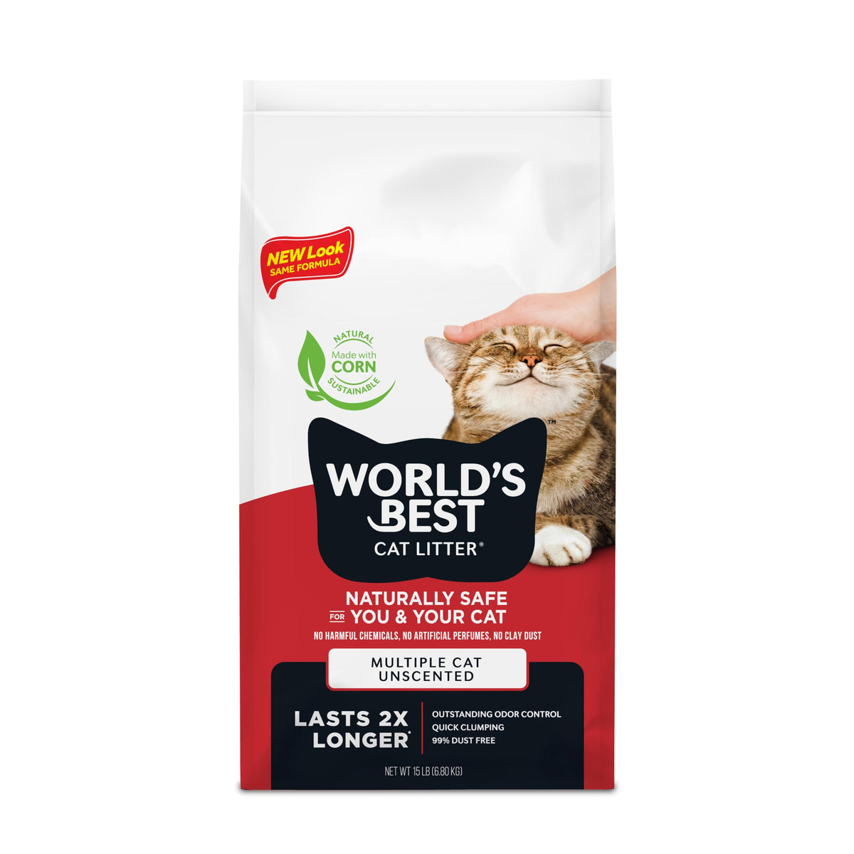 World's Best Cat Litter Multiple Cat Unscented, 15 lbs, 62100615