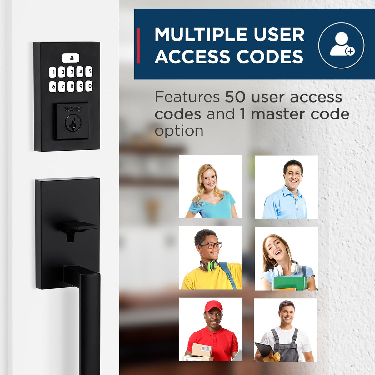 Weiser SmartCode Front Door Lock and Handle Set, Matte Black