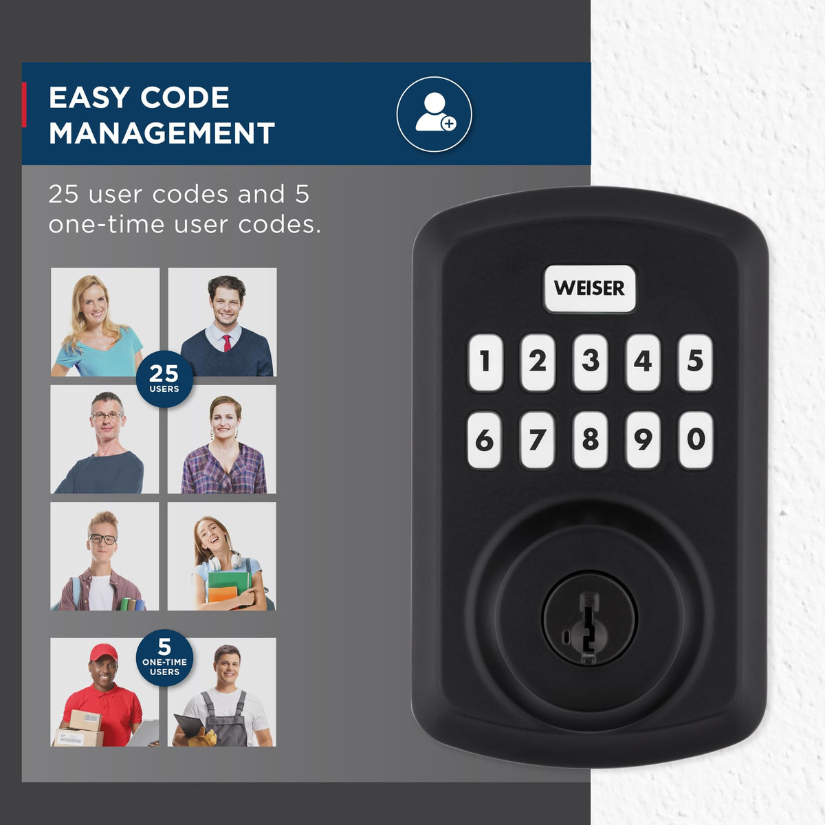 Weiser Powerbolt 3 Keyless Entry Keypad Deadbolt, Matte Black