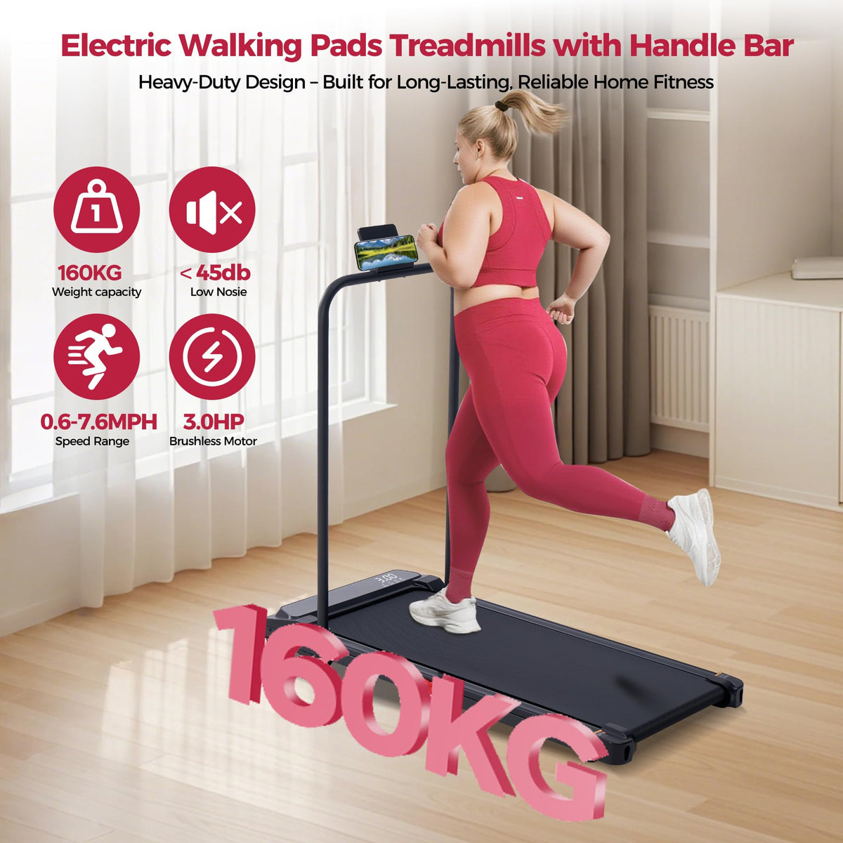 Potupus Walking Pad Treadmill with Incline, 3.0HP, Model 401