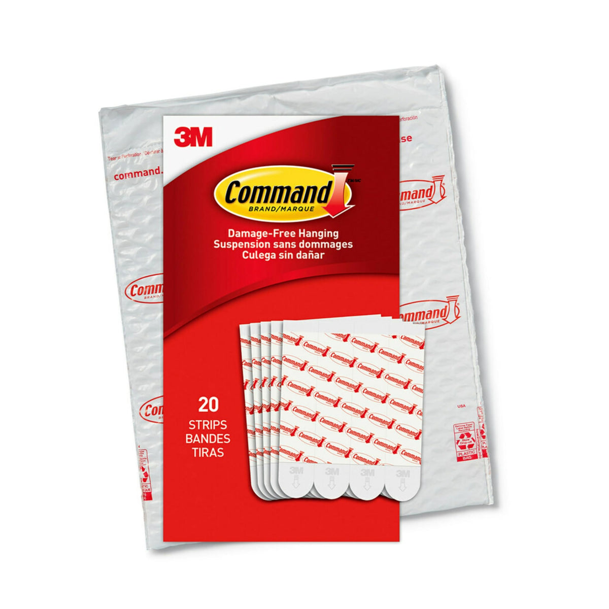 Command Large Refill Strips, White, 20 Count