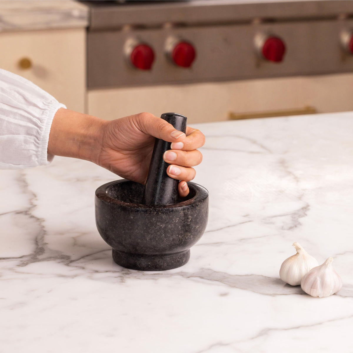Lagostina Natural Granite Mortar and Pestle, 1.3 Cup, Gray