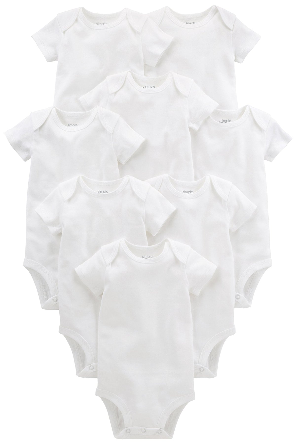 Simple Joys by Carter's 8-Pack Short-Sleeve Bodysuit, White, Newborn