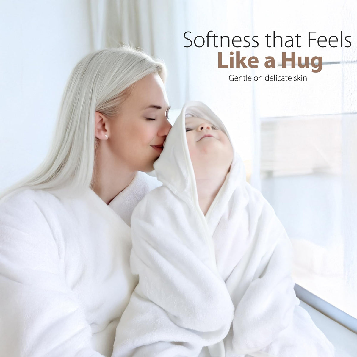 MINIBOO Organic Bamboo Hooded Baby Towel, 90 x 90 cm, White Bear