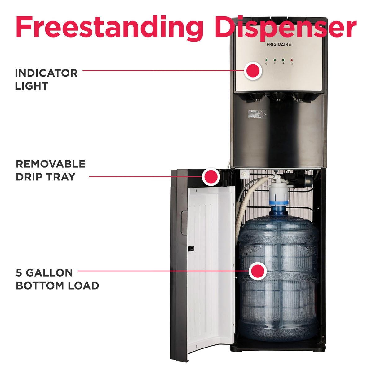 Frigidaire Bottom Loading Hot & Cold Water Dispenser, Stainless Steel