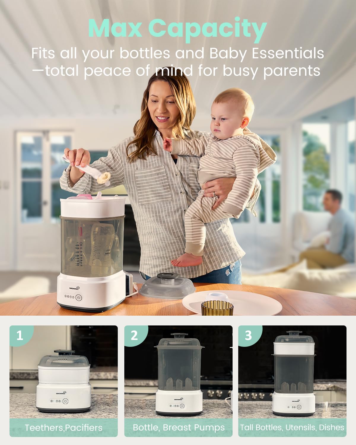 Compact Electric Steam Baby Bottle Sterilizer and Dryer