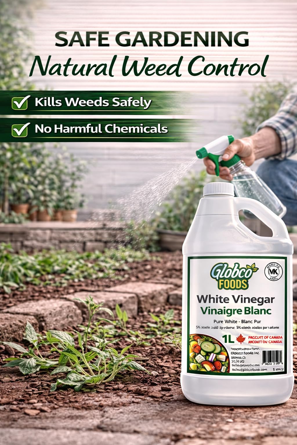 Globco Foods Pure White Vinegar, 1 L