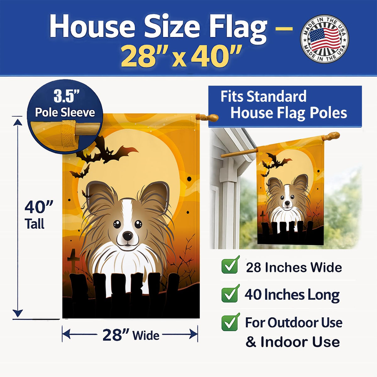 Caroline's Treasures BB1806CHF Papillon Canvas House Flag, Large