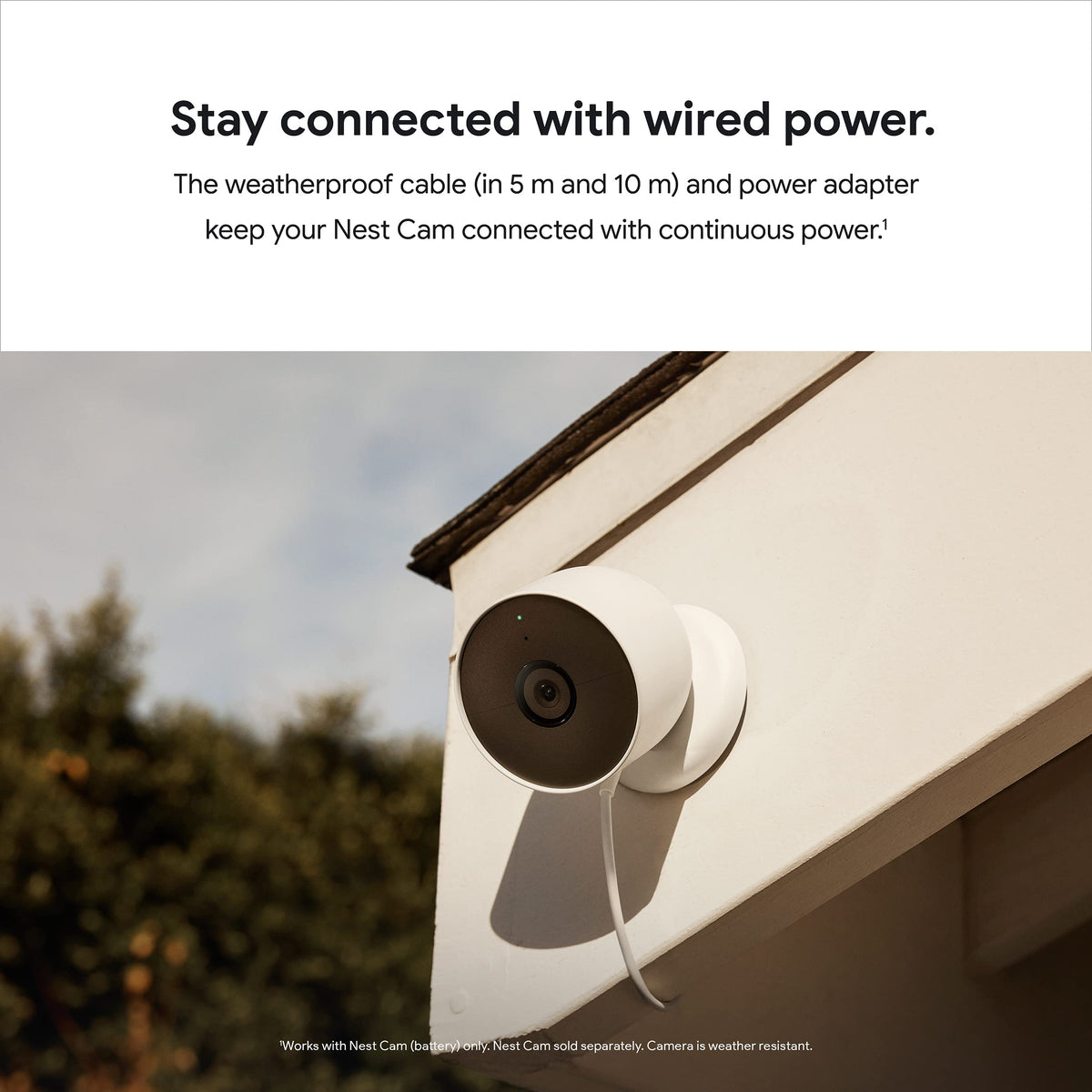Google Nest Cam Weatherproof Cable for Battery Cam, Snow, 10m