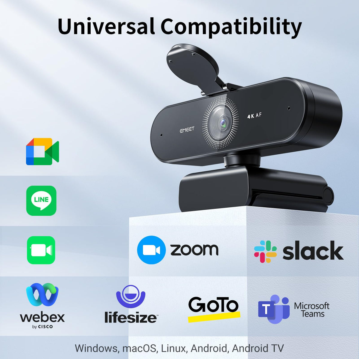EMEET NOVA 4K Webcam with PDAF Autofocus, 2 Mics, Privacy Cover