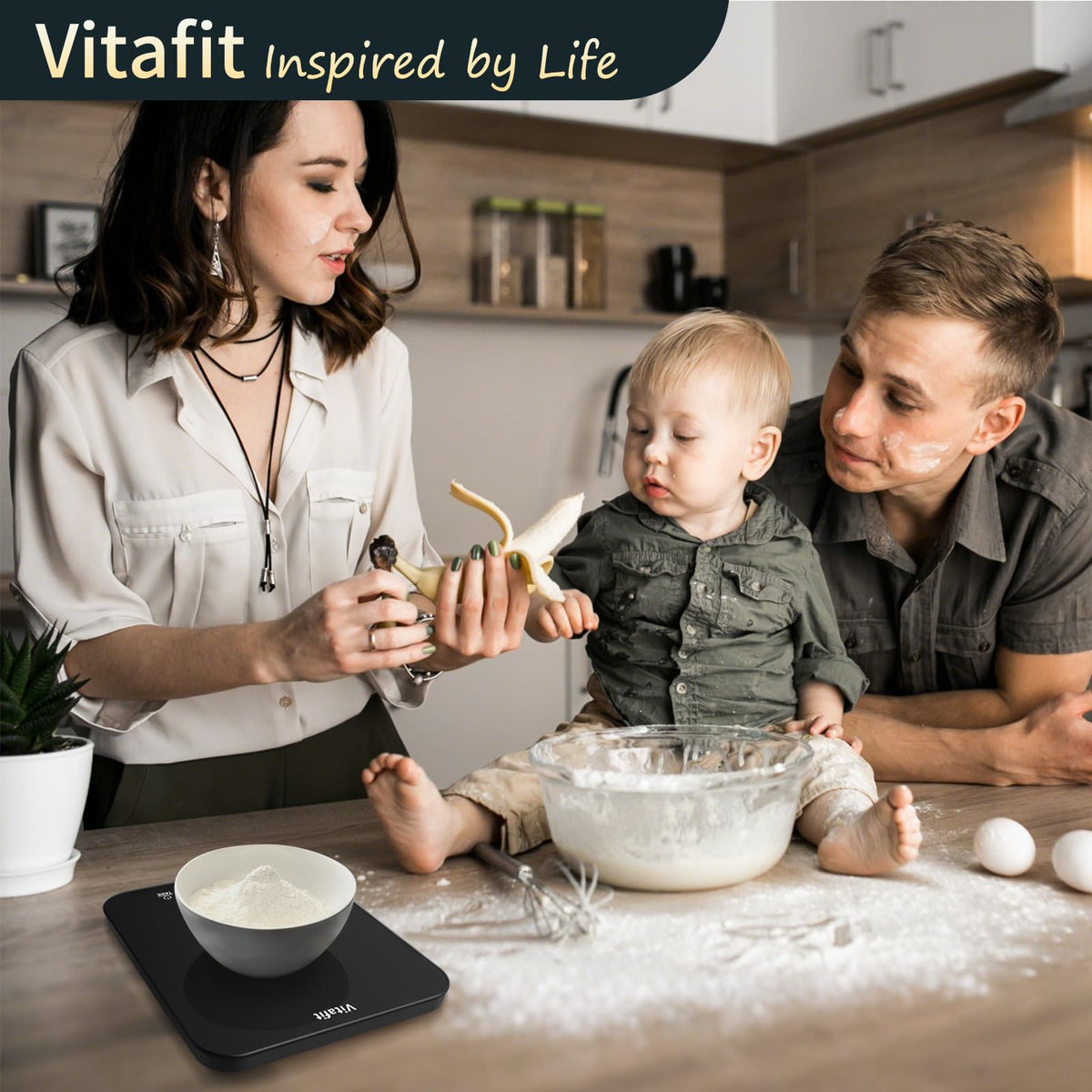 Vitafit Digital Food Scale, 33 lb/15 kg, Silver Black