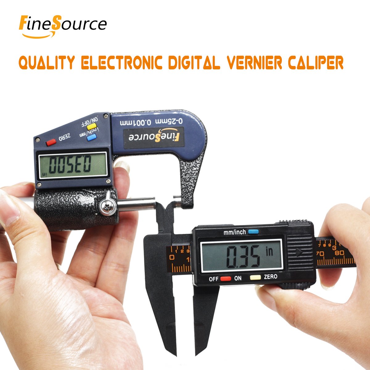 FineSource Electronic Digital Caliper, 0-6"/150 mm, Black
