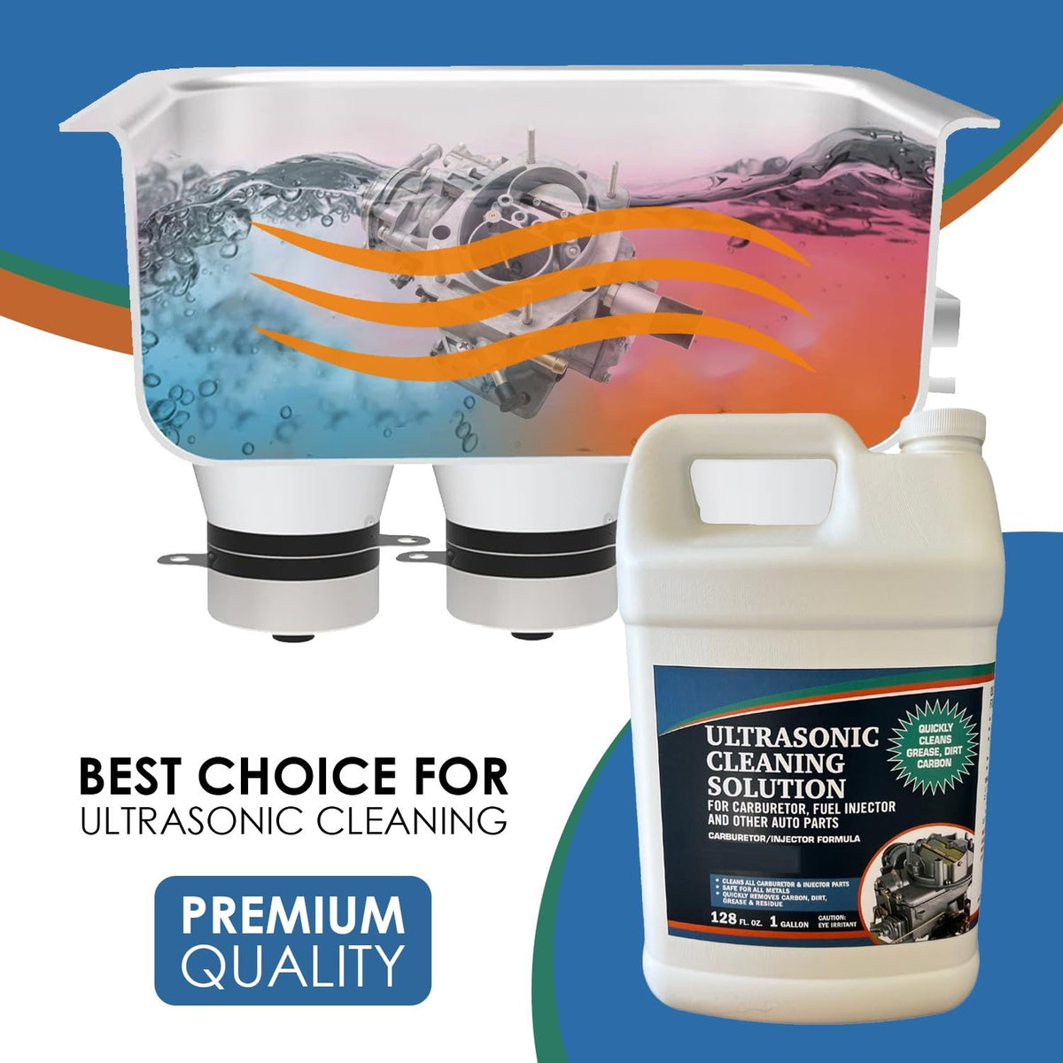 Ultrasonic Cleaner Solution for Carburetors and Engine Parts, 1 Gallon