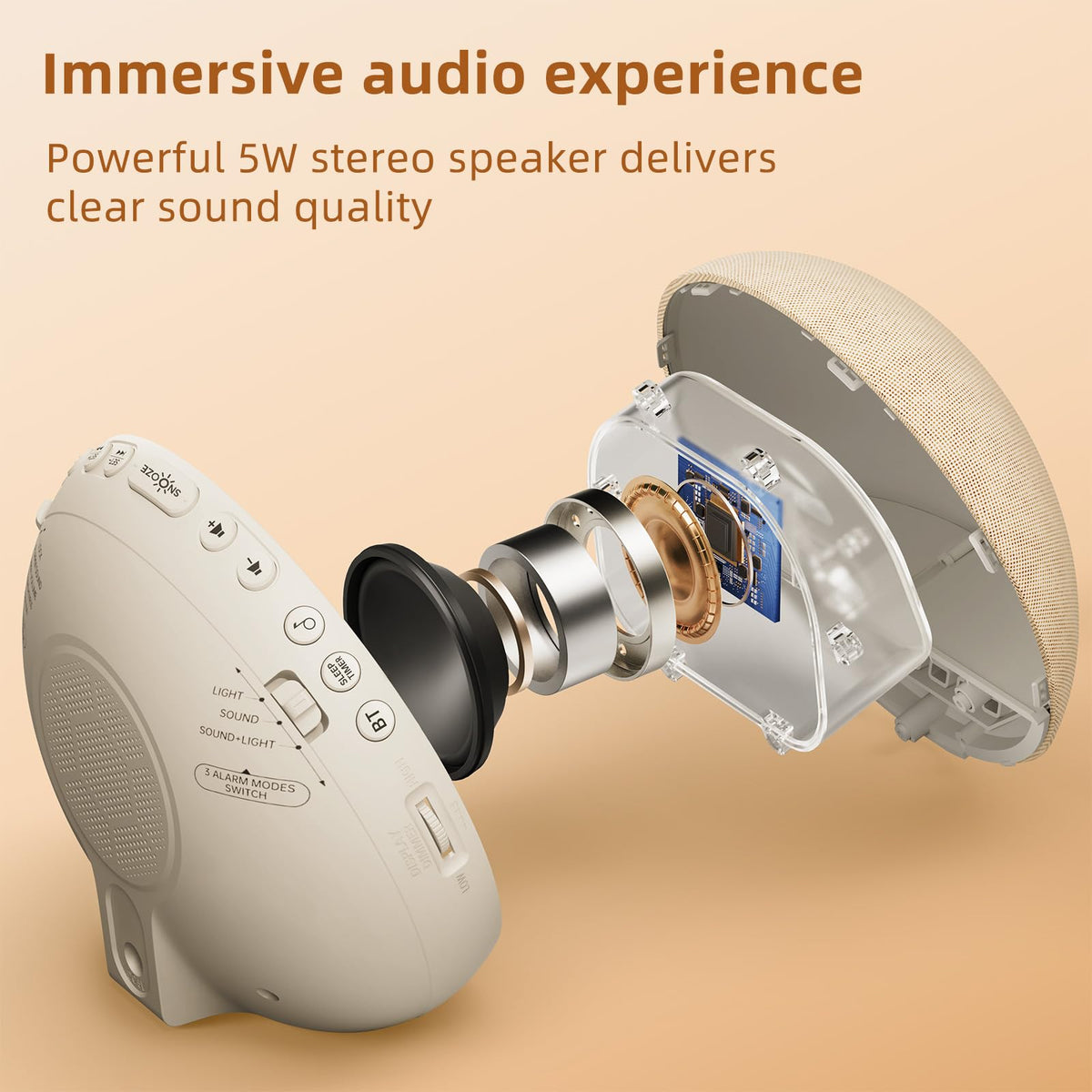 Sunrise Alarm Clock and White Noise Machine with Bluetooth Speaker