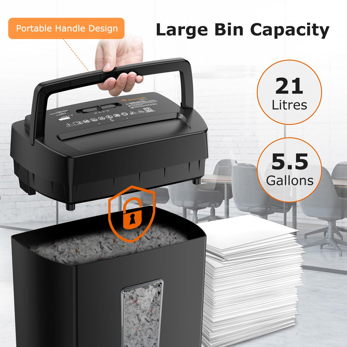 Bonsaii 12-Sheet Cross Cut Paper Shredder, 5.5 Gal (C275-A)