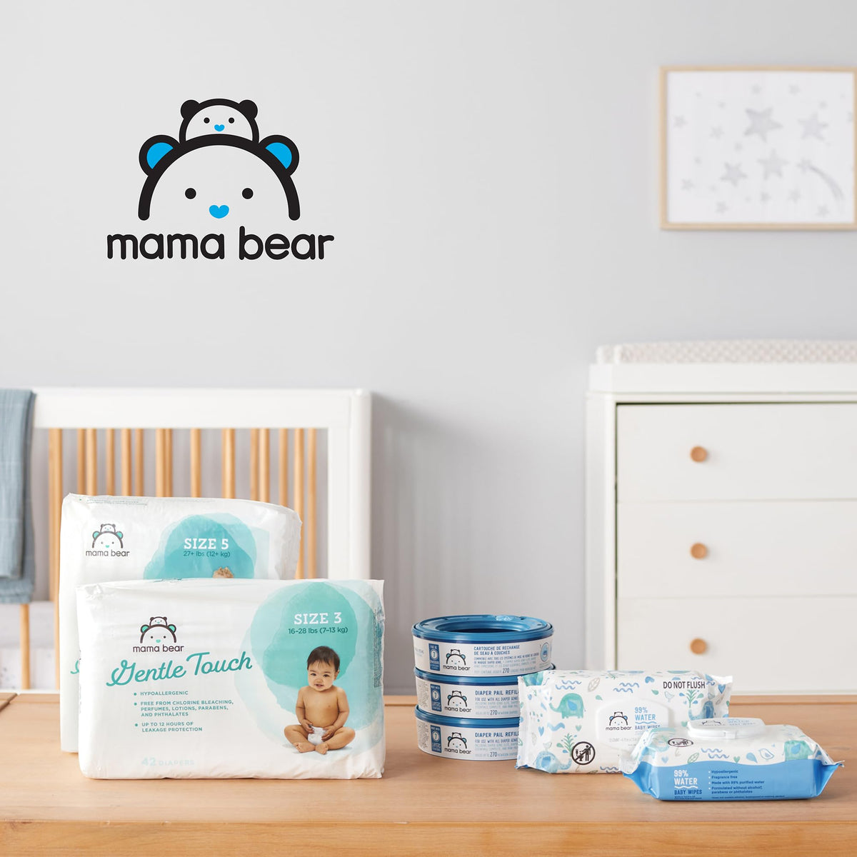 Mama Bear Diaper Pail Refills for Diaper Genie, 270 Count, Pack of 4