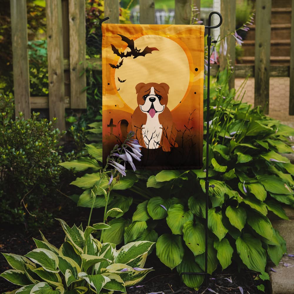 Caroline's Treasures BB4386GF Halloween English Bulldog Red White Flag Garden Size