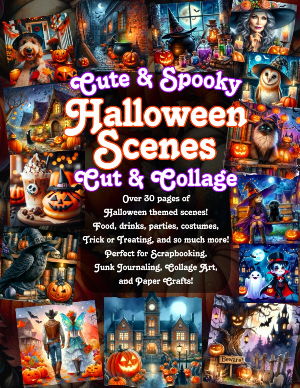 Cute & Spooky Halloween Scenes Cut and Collage Book