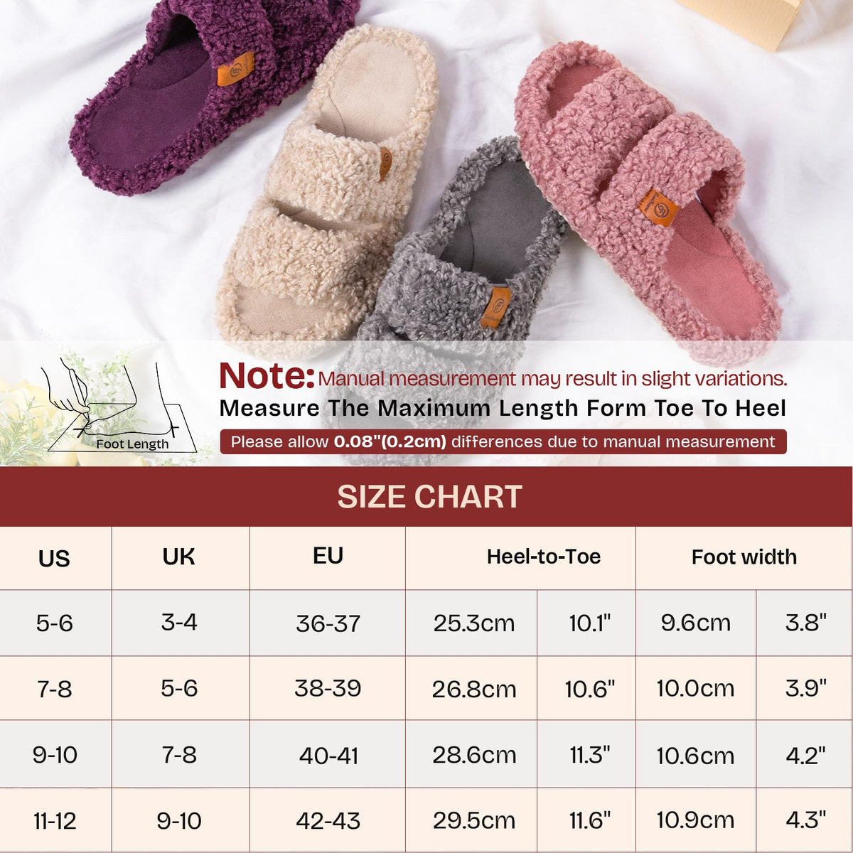 EverFoams Women's Fuzzy Open-Toe Slippers, Vanilla Ice, 7-8