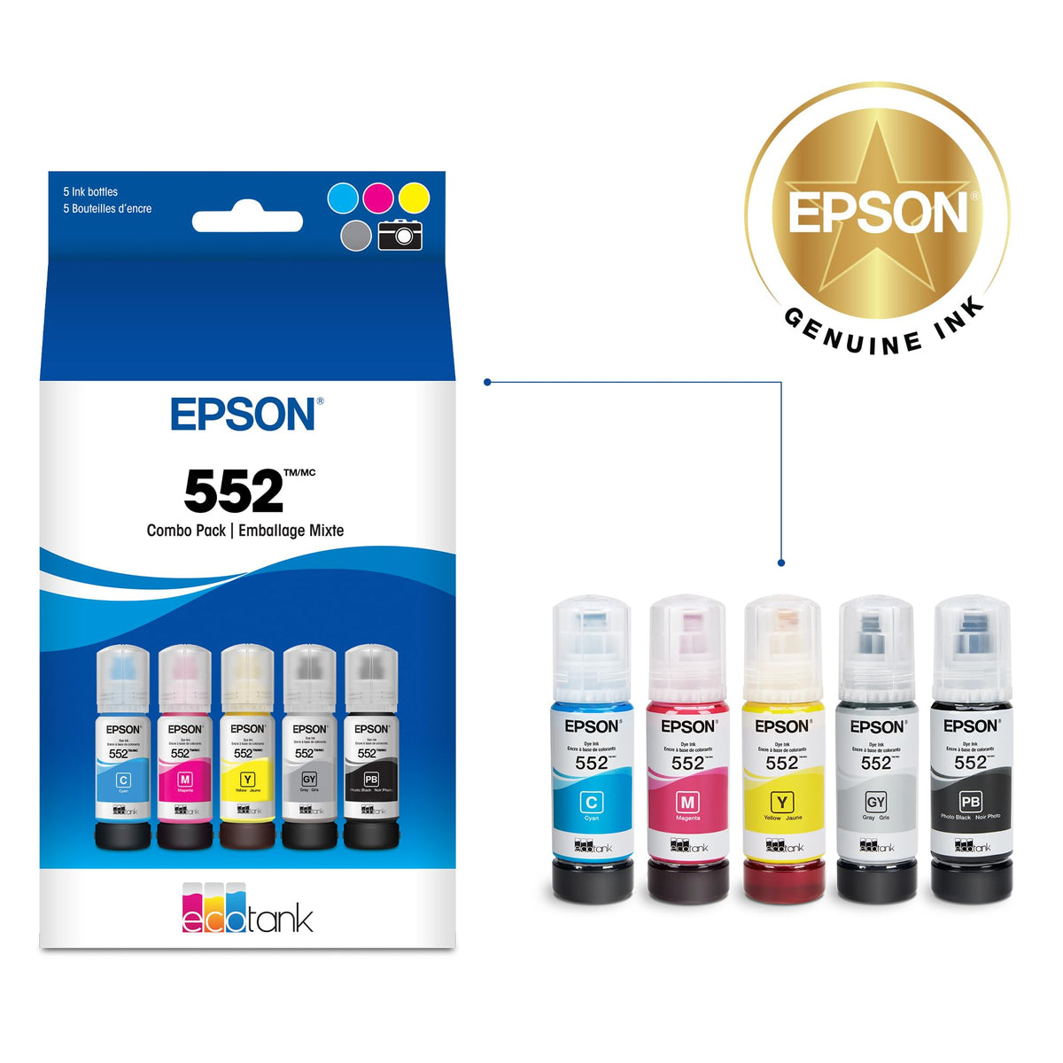 Epson 552 Genuine EcoTank Ink Colour Combo Pack, T552920
