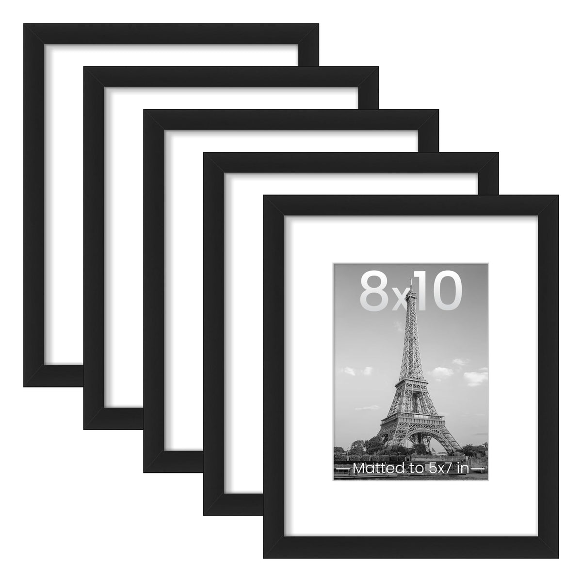 upsimples 8" x 10" Picture Frames, Black (Set of 5)