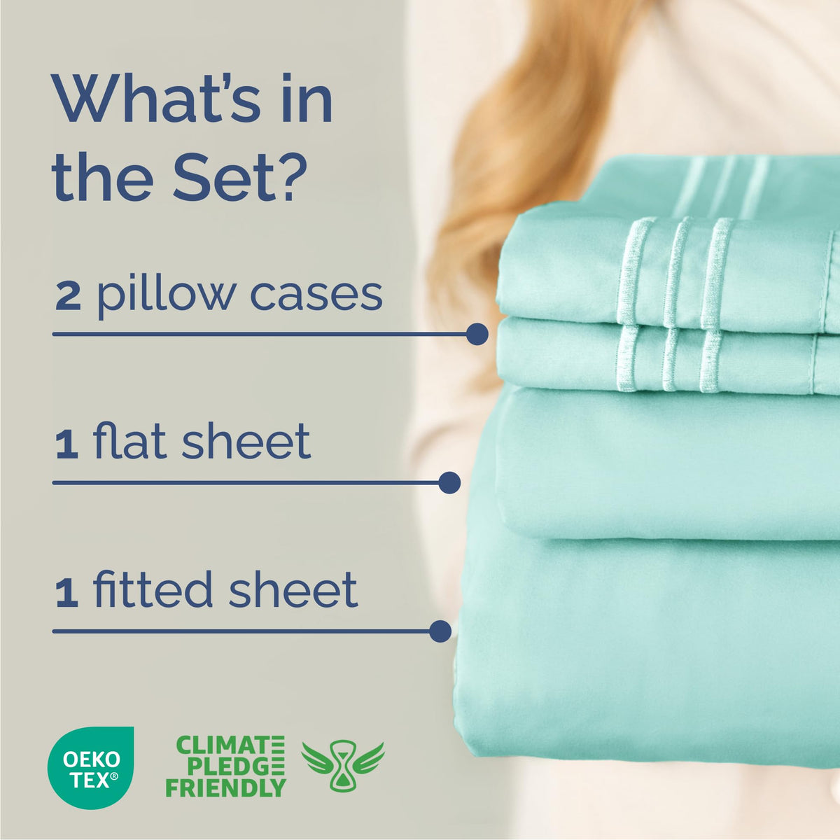 CGK Unlimited Brushed Microfibre Sheet Set, Queen, Spa Blue